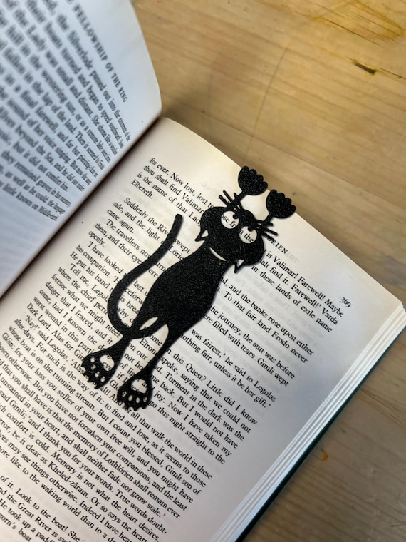 Hanging Black Cat Bookmark - Whimsical Cat Lover Gift Unique Reading Accessory