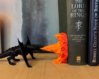 Black Dragon Bookends | Fire Breathing Fantasy Shelf Decor Bookend
