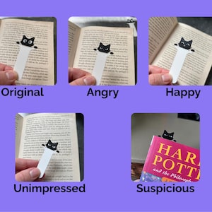 Peeking Black Cat Bookmark | Unique Reader Gift | Original image 2