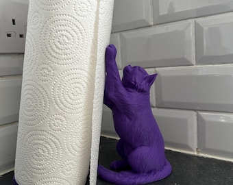 Cat & Bird Paper Towel Holder: Whimsical Kitchen Roll Stand, Cat Lover Gift