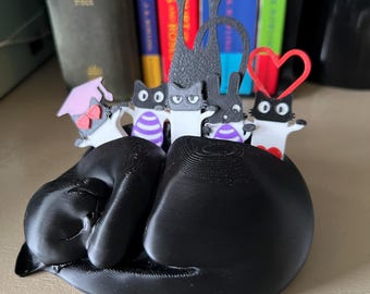 Portamarcapáginas con diseño de gato negro, adorable organizador de escritorio con forma de gato para marcapáginas, regalo ideal para lectores y amantes de los gatos.