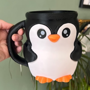 Penguin Ice Cream Pint Holder Mug with Hidden Treat Drawer – Cute 3D Penguin Dessert Cup for Winter Lovers, Snacks, Pints or Holiday Gift