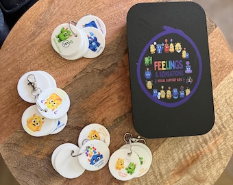Feelings Sensations Communication Keyring, Autism Visual Support, ADHD Routine Aid, Sensory Needs Cards