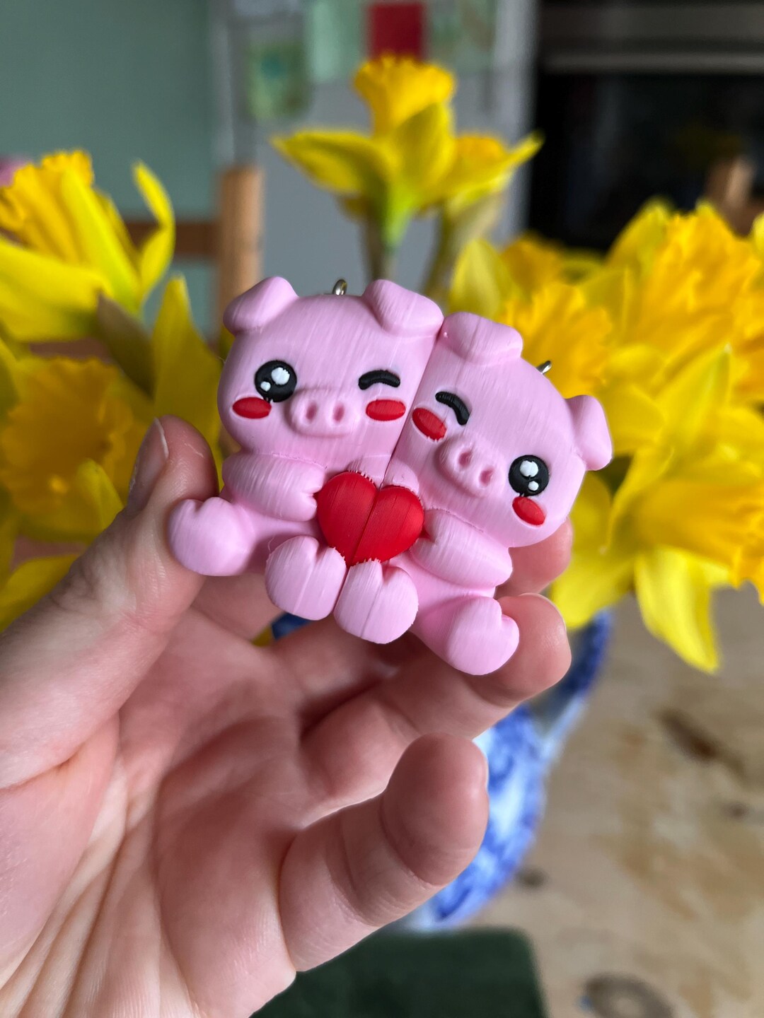 Magnetic Pig Couple Keychain Set, Kawaii Animal Keyring - Etsy