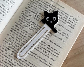 Marque-page chat noir coquin, cadeau pour les amateurs de lecture