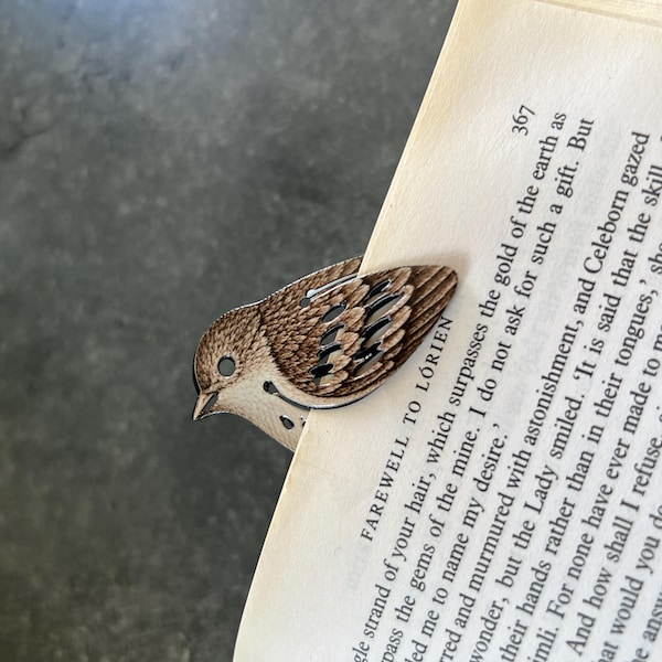 Segnalibro a forma di uccello nero / Fermapagina minimalista a forma di uccellino canoro / Accessorio per la lettura