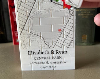 Custom Map Location Block, Coordinates, Anniversary Keepsake, Rebuildable Display