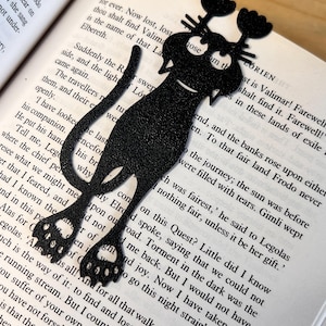 Hanging Black Cat Bookmark Clip Cute Whimsical Cat Lover Gift Unique Reading Accessory for Books and Journals