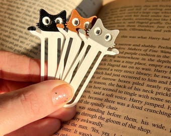 Cat Clip Bookmarks Set, Kawaii Animal Page Markers