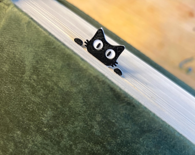 Peeking Black Cat Bookmark | Unique Reader Gift | Original