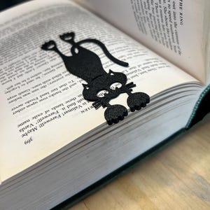 Hanging Black Cat Bookmark Clip Cute Whimsical Cat Lover Gift Unique Reading Accessory for Books and Journals