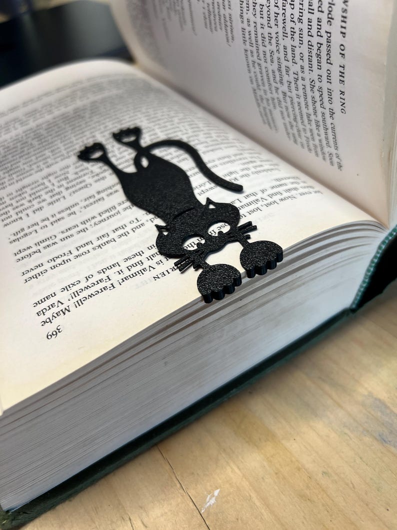 Hanging Black Cat Bookmark Clip Cute Whimsical Cat Lover Gift Unique Reading Accessory for Books and Journals