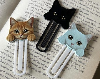 UV Printed Peeking Cat Bookmark Clips, Kitten Page Markers for Book Lovers