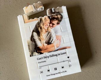 Personalized Photo Song Block, Custom Music Lyric Keepsake, Anniversary Display
