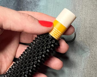 Spiky Sensory Fidget Keychain: Hidden Lip Balm Storage, Tactile Stim Toy