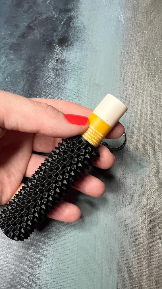 Spiky Sensory Fidget Keychain: Hidden Lip Balm Storage, Tactile Stim Toy