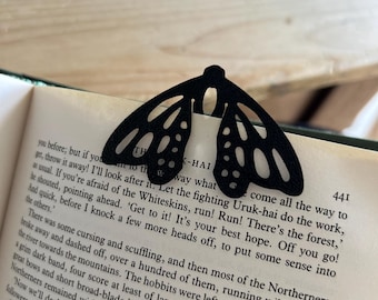 3D Printed Black Moth Bookmark: Gothic Reader Gift