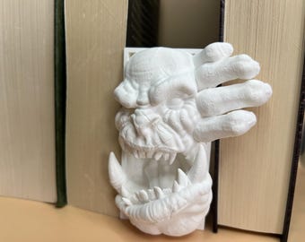 Orc Book Nook Insert | Fantasy Creature Shelf Decor, Gothic Warrior Art