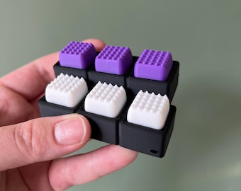 Fidget Clicker, 3 Texture Options, Smooth Medium Spike Sharp Spike Keycaps, Sensory Desk Toy, Keyboard Style Clicker