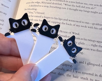 Peeking Black Cat Bookmark Bundle (x3), Cute Animal Book Accessory
