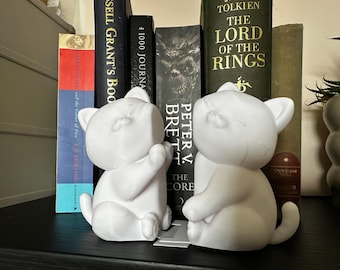 Cuddling Cat Bookends | Kawaii Kitten Shelf Decor Book Nook