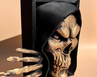 Grim Reaper Book Nook | Dark Fantasy Bookshelf Insert, Gothic Decor