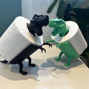 Funny T-Rex Toilet Paper Holder: 3D Printed Dinosaur Bathroom Decor