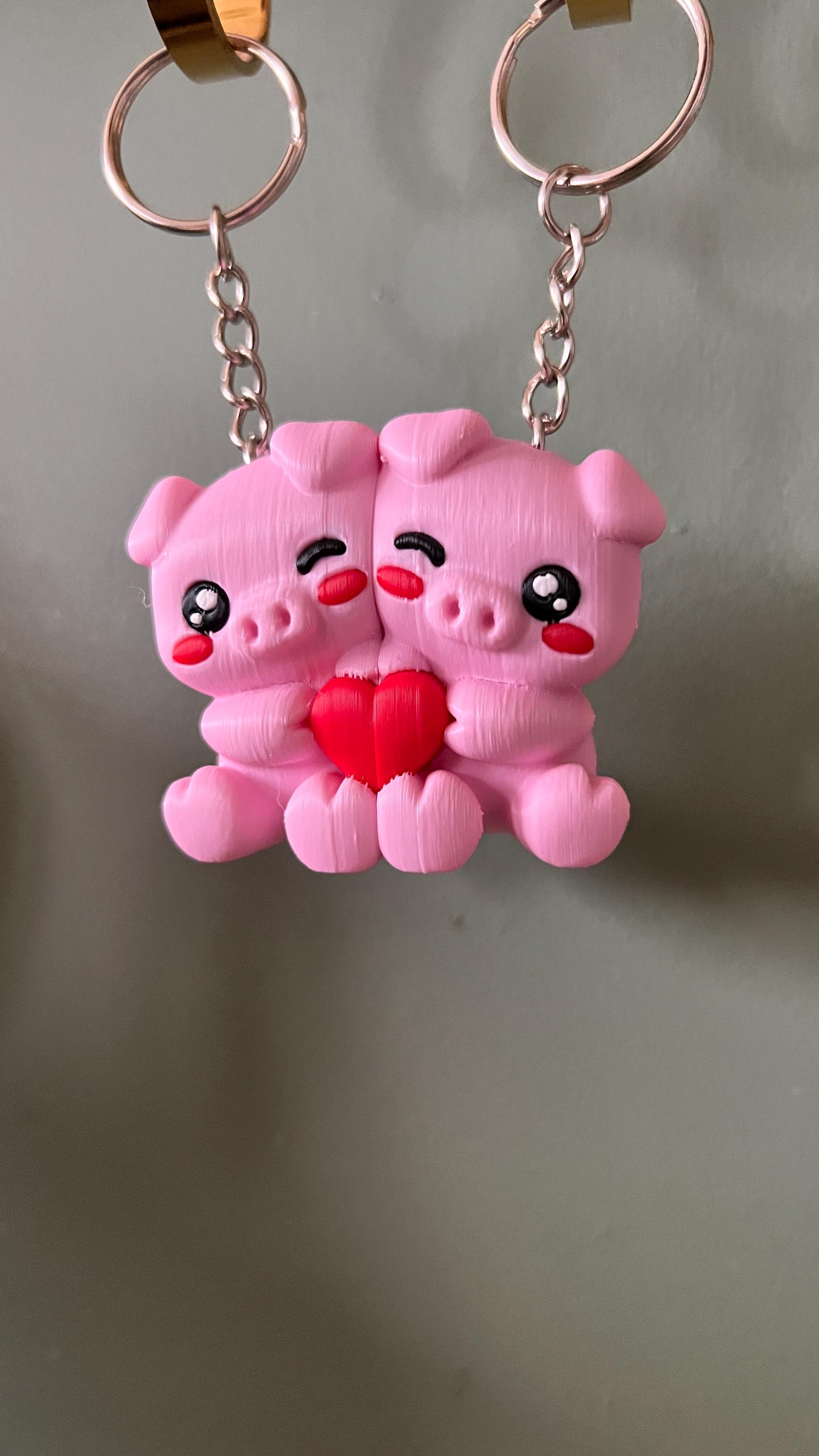 Magnetic Pig Couple Keychain Set, Kawaii Animal Keyring - Etsy