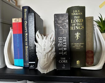 Dragon Bookend Set (With Wings): Fantasy Book Shelf Decor