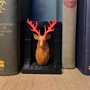 Fantasy Stag Bookend Insert: Gothic Arch Fae Court Decor