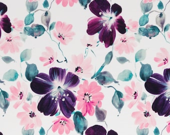 Cotton jersey fabric "Flowers" natural white Swafing