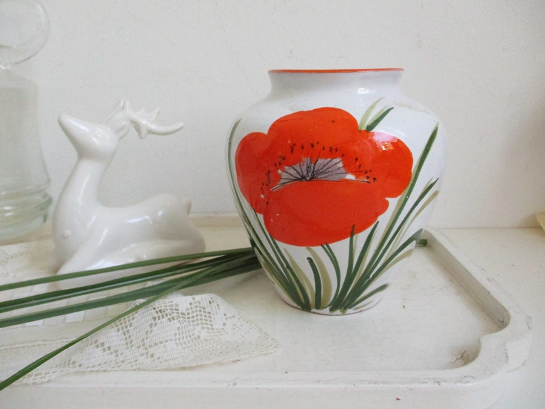 Blumenvase, Keramik, bemalt Bild 4