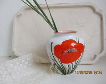 Blumenvase, Keramik, bemalt "