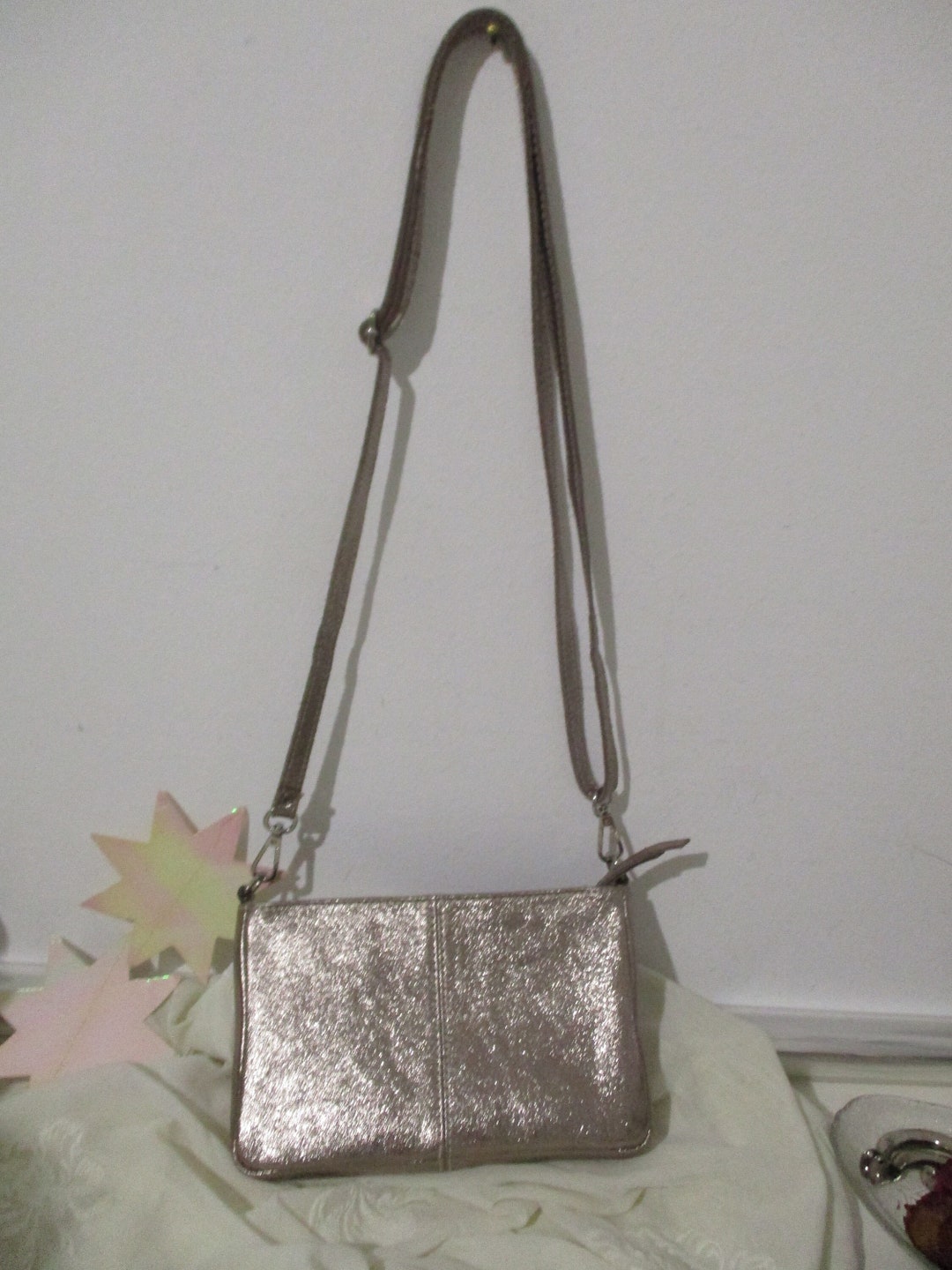 Shoulder Bag, Leather in Gold Tone - Etsy