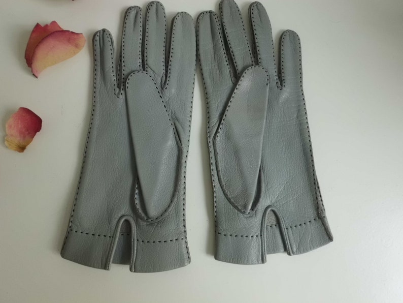 light grey leather gloves