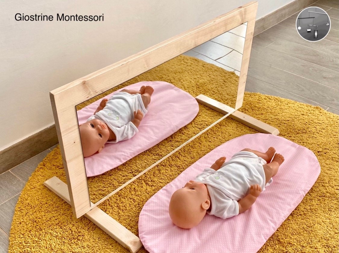 Sicherheits-Montessori-Spiegel mit Bar, Babyspiegel, Montessori-Spiegel für  Baby, Montessori-Spiegel, Weißer Montessori-Spiegel - .de