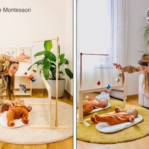 Montessori FIR mirror Adjustable beech wood support for mobiles image 4