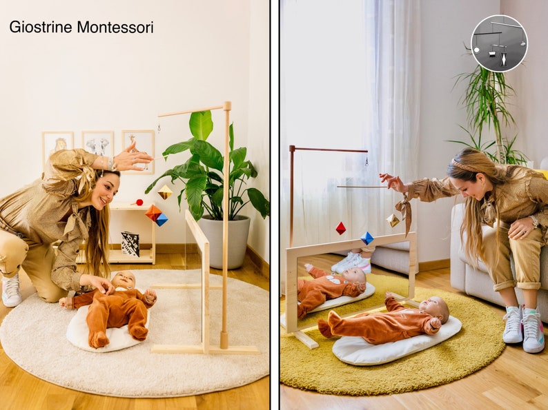 Montessori FIR mirror Adjustable beech wood support for mobiles image 4