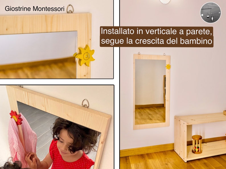 Montessori FIR mirror Adjustable beech wood support for mobiles image 8