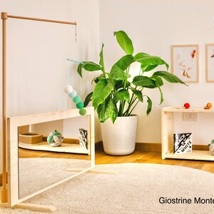 Montessori FIR mirror Adjustable beech wood support for mobiles specchio+supporto