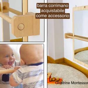 Montessori FIR mirror Adjustable beech wood support for mobiles specchio+supp.+barra