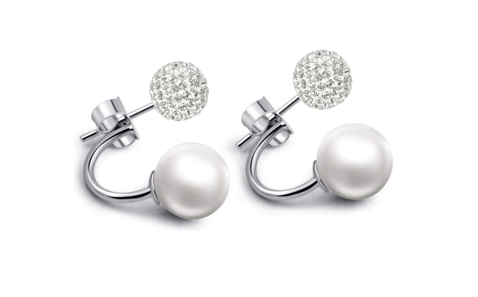 Swarovski earring with Crystal Ball & Pearl Etsy