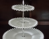 Vintage Fenton Milk Glass 3-Tier Silvercrest Serving Tray