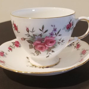 Vintage Queen Anne Ridgeway Bone China Tea Cup and Saucer &quot;Roses Pattern&quot;