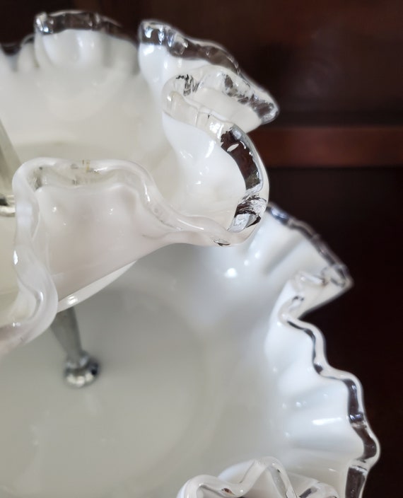 Vintage Fenton Silver Crest- 2 Tier Ruffled Serving Dishes - Etsy