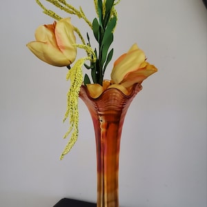 Vintage Carnival Glass Tall Bud Vase &quot;Imperial Ripple&quot;-Circa 1900&#39;s