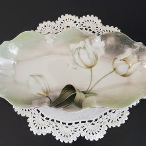 Vintage RS PRUSSIA Porcelanowy talerz malowany ręcznie na przystawki ok. 1900 r.