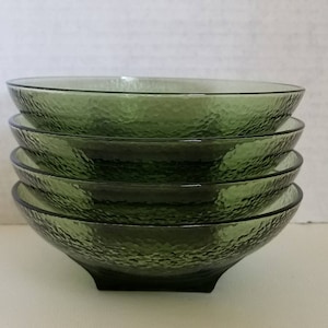 Vintage Colony  Square Green Glass Salad Bowls /Set of 4