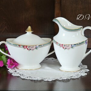 Vintage Royal Doulton &quot;Orchard Hill&quot; Pattern-Creamer and Covered Sugar Bowl
