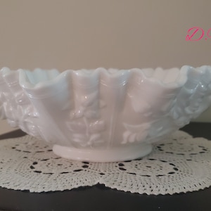 Vintage Imperial Milk Glass &quot;White Roses&quot; Bowl